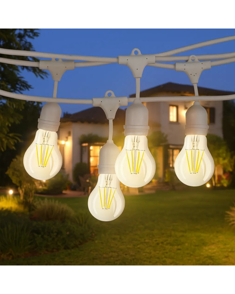 CATENA 15 METRI BIANCA CON 15 PORTALAMPADE E27