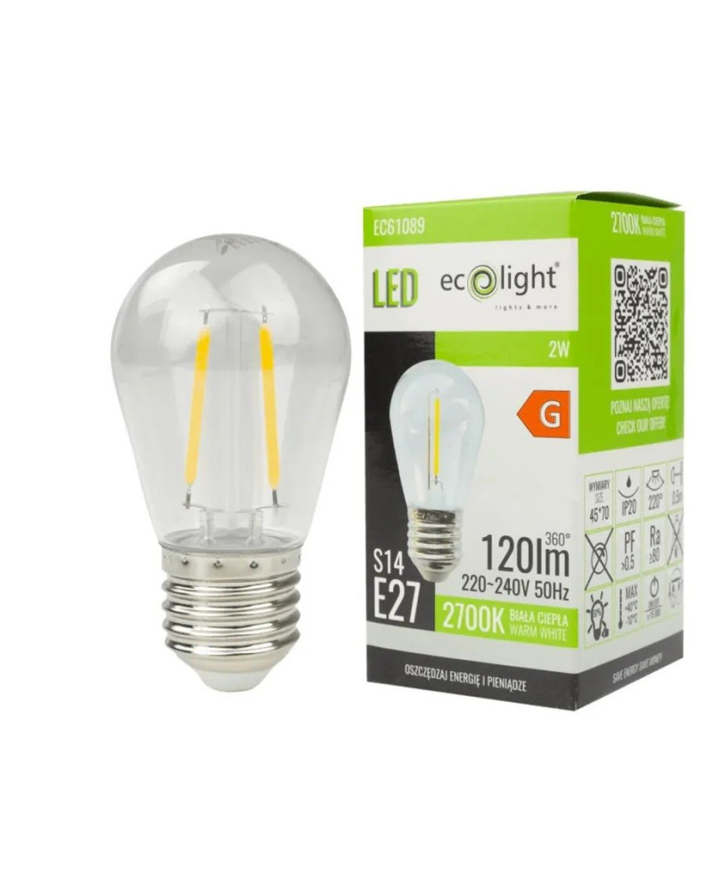 LAMPADINA LED FILAMENTO S14 2W 2700K 120LM